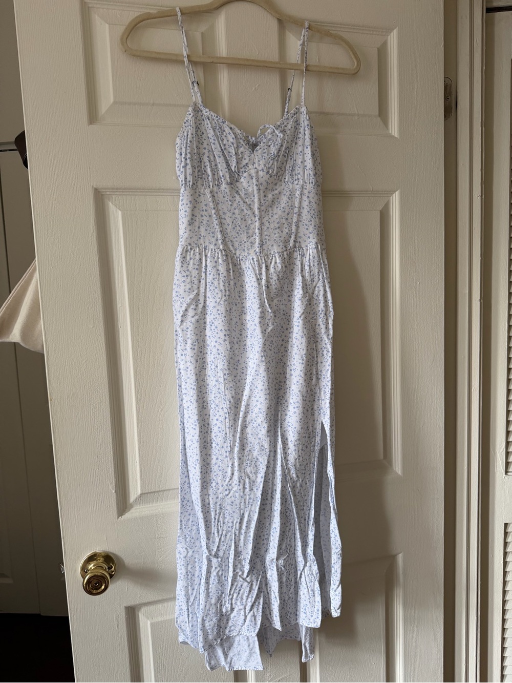 Hollister Light Blue Floral Spaghetti-Strap Maxi Dress